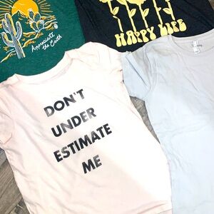 Four tees size small women’s or xl girls size 16 would work